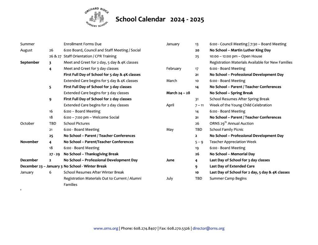 academic calendar